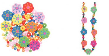 Holzperlenmix Blumen bunt